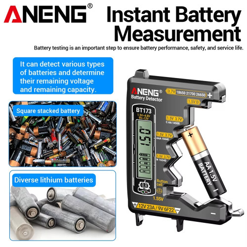 Universal Battery Tester ANENG BT173 Battery Detector Test C D AA AAA N 9V Cell Button Meter Visual Display Testing Tester Tools 1