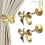 2 Pieces Brass Curtain Pull Back Hooks Gold Bows Wall Mounted 3