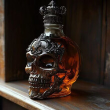 (A 350ml) Divertido vaso de whisky con forma de calavera soberana, botella de whisky de 10 oz, estat