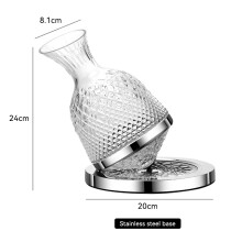 (Plata) Decantador de cristal BOLTIFY giratorio 360 grados, tambor de 1500 ml, dispensador de vino,
