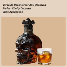 Decantador de cristal con forma de calavera de 301-400 ml, botellas de vodka, botella gótica con for