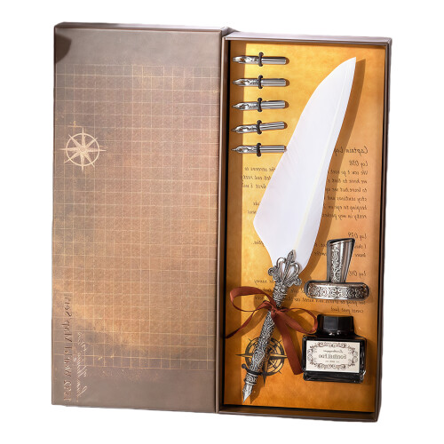 Stylo plume antique avec 5 pointes interchangeables et-Blanc