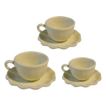 Flower Shape Coffee Cup Saucer Set Alloy Miniature Doll-Yellow