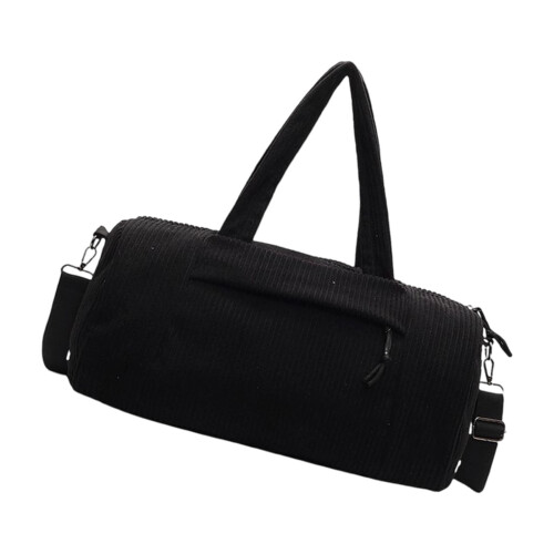 Corduroy Duffle Bag Spacious Lightweight Design Shoulder-Black