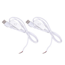 Practical USB Power Cable with Switches 2 Pin Bare-White 1m