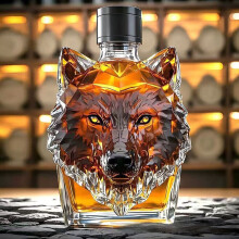 (Cabeza de lobo) Decantador de whisky de 250 ml con forma de dedo medio, pato, tortuga, perro, botel