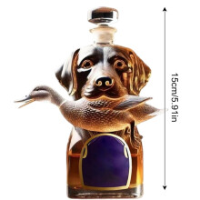 (a,CN)Botella de whisky con perro de caza Decantador de vidrio con forma de perro de caza Botella de