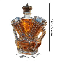 (Transparente) Botella de whisky, decantador decorativo con forma de motor de motocicleta, recipient