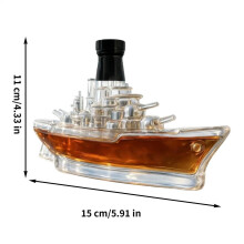 (Transparente A) Botella de licor de vidrio con forma de buque de guerra de 350 ml, vacía, para whis