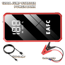 Arrancador de batería portátil EAFC para coche, 12 V, 1200 A, con pinza estándar.
