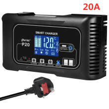 Cargador de batería para coche HTRC de alta potencia inteligente, 20 A, enchufe británico.