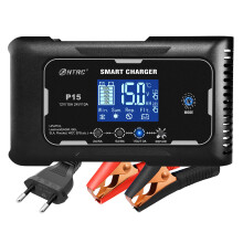 Cargador de batería para coche HTRC 20A/10A con pantalla LCD automática, 15A - Negro - Enchufe europ