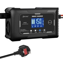 Cargador de batería para coche HTRC de 12V/24V, 15A, automático, enchufe británico.