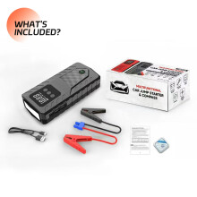 Fuente de alimentación de arranque de emergencia para coche, batería de 12 V, color negro simple.