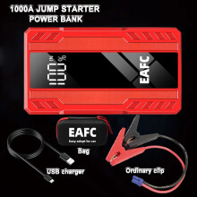 Arrancador de emergencia multifunción para coche, 1000 A de pico, 6400 mAh, 1000 A con bolsa roja