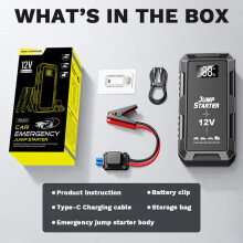 Power Bank 4000A Arrancador portátil Cargador, Negro Smart Clip