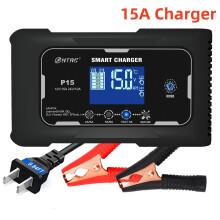 Cargador de batería para coche HTRC de 12V y 24V, inteligente, de 15A, con enchufe europeo.