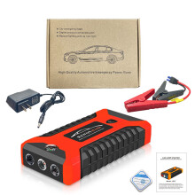 Arrancador de coche de 12000 mAh con bomba de aire, rojo, con caja de cartón.