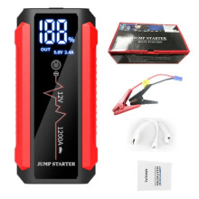 Arrancador de batería para coche de 30000 mAh, 1200 A de potencia, pinza plana