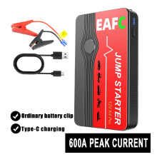 Arrancador portátil para coche EAFC, batería de 12 V, 600 A, pinza estándar.