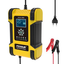 Cargador de batería automático Foxsur para coche, 12 V, amarillo, 12 V, 12 A (UE)