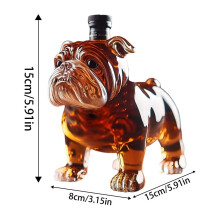 Decantador con forma de bulldog, botella de whisky, vidrio divertido, coleccionable, novedad, botell