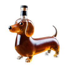 (Atributo único) Botellas de whisky, botella de licor de vidrio con forma de perro salchicha, decant