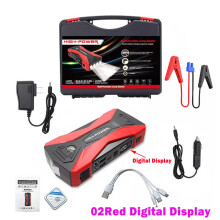 Arrancador de coche de 12 V y 60000 mAh con pantalla digital, 2 pantallas digitales rojas