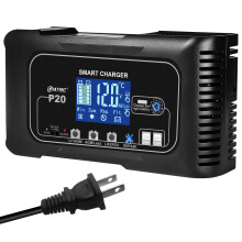 Cargador de batería para coche HTRC 20A/10A con pantalla LCD automática, 20A-Negro-Enchufe estadouni