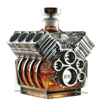 (A) Decantador de whisky con forma de motor V8, botella decantadora de alcohol, decoración para bar