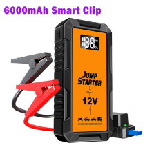 Fuente de alimentación de emergencia para coche de 12 V, 6000 mAh, color naranja.