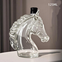 (125 ml) 1 unidad Botella de whisky grabada con forma de cabeza de caballo Decantador de vidrio para