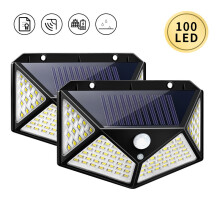 2PCS Solar Security Light 3 Mode Outdoor Waterproof Wall Lamp Home Use Decoration