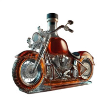 (Como se muestra) Decantador de vino de vidrio con forma de motocicleta, aireador de licor, botella