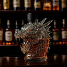 (Dragón) Botella de whisky de vidrio con forma de animal divertido de 300/350 ml con tapón hermético