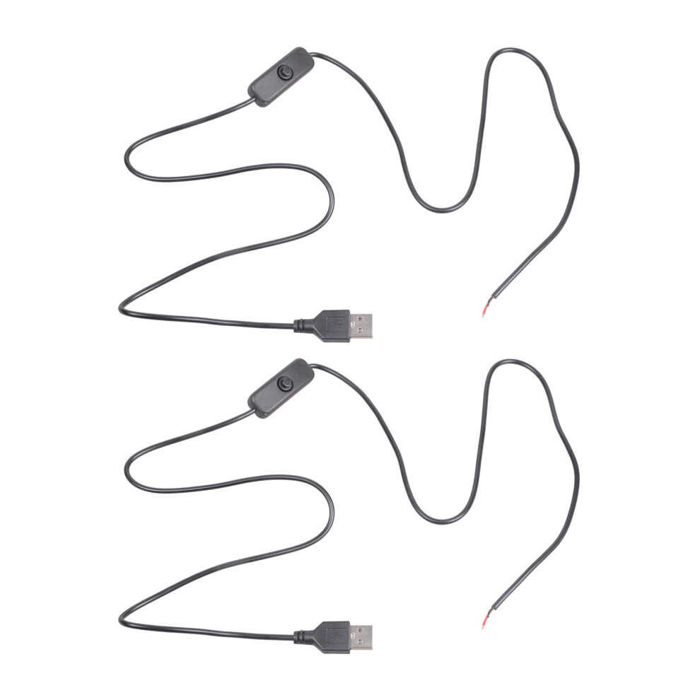 2 Pin Bare Wire Usb Power Cord 22Awg Tinned Tip With- 1M Black 7704001128086
