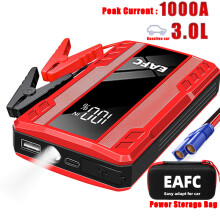 Arrancador de coche EAFC 1000A Power Bank, con caja roja