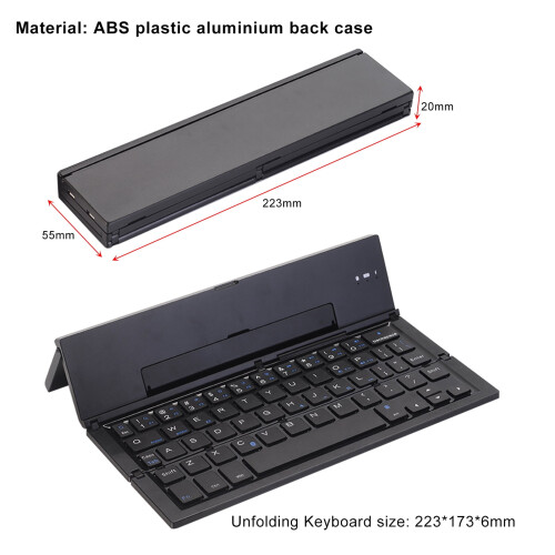 Clavier Bluetooth pliable en aluminium – Appairage avec 2 appareils 1