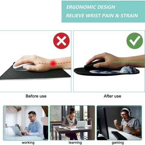 Ergonomisk musemåtte med håndledsstøtte i memory foam 1