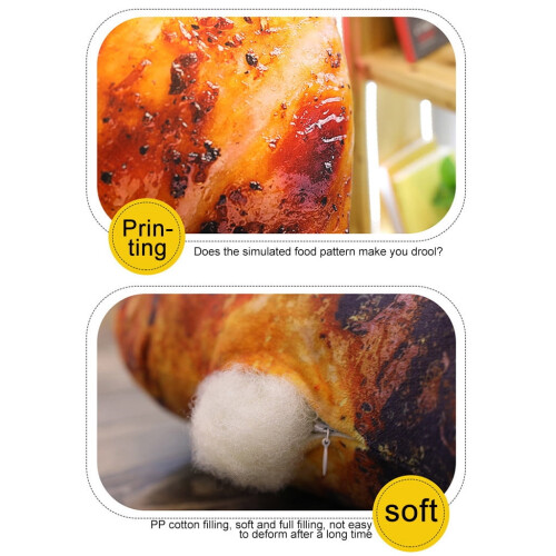 3D Roasted Chicken Thigh Plush Pillow 45cm 2