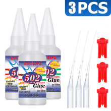 (lan502-fd-20ml-3pcs) Adhesivo de secado súper rápido 502, adhesivo fuerte de cianoacrilato de secad
