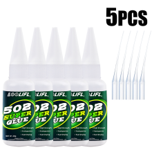 (c502-20g-5pc) LOOLIFL 502 Pegamento instantáneo de cianoacrilato de secado rápido para cuero, cauch