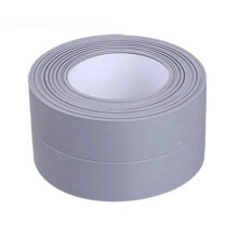 (gris, 3,8 cm x 3,2 m) Cinta de sellado impermeable de PVC de 3,2 m para lavabo, ducha, bañera e ino