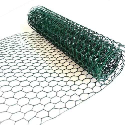Grillage hexagonal vert pour poules, 35 cm x 100 cm