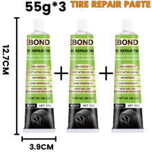 (55 g, 3 unidades) Pasta reparadora de neumáticos para coches y motos, para arañazos, pegamento negr
