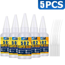 (20 g - 5 unidades) JXVX 1-5 unidades de pegamento instantáneo de alta resistencia 502, agente adhes