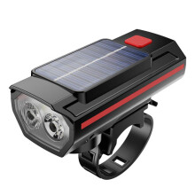 Solarbetriebene LED-Fahrradfrontleuchte mit Hupe, 2 LEDs, wasserdicht