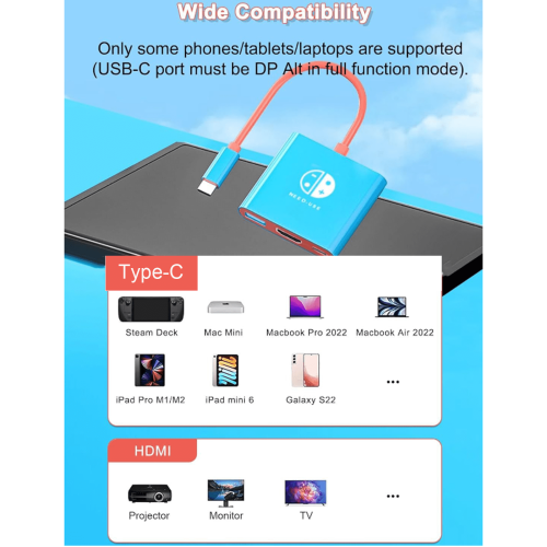 Switch Dock med HDMI til Steam Deck og Nintendo 2