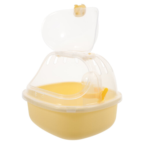 Cușcă pentru hamsteri cu mâner galben, design transparent