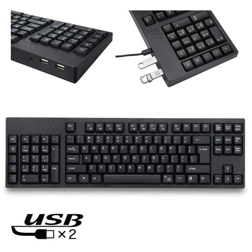 Teclado ergonômico para canhotos com hub USB duplo 1